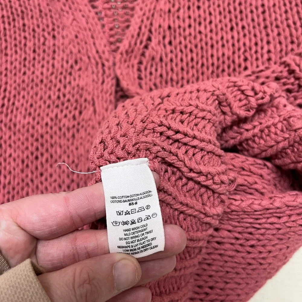 Free People XS rose pink Cotton Crochet Knit Cardigan